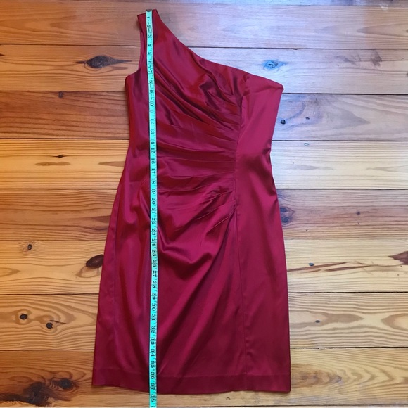 Calvin Klein Red Satin Off the Shoulder Dress, EUC, 8 - Picture 8 of 15